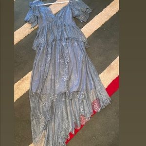 BCBG Maxazria Light Ash Blue Lace Dress Size 8 New Never Worn